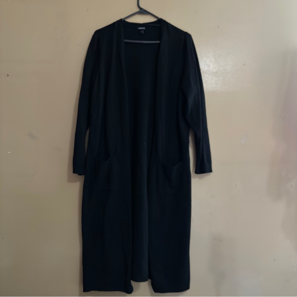 Torrid Classic Black Open Front Cardigan Duster With Pockets Size 1